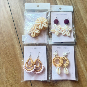 Bamboo Hoop <b>Earrings</b> Handmade Vietnam Natural Fiber Eco Jewelry Boho Lightweight Fashion Accessories - Product Image 1