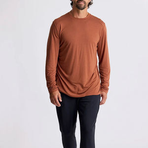 T-shirts à manches longues 100 % coton pour hommes, personnalisables par sublimation, t-shirt uni épais pour hommes - Product Image 1