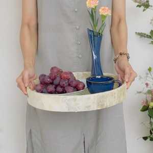Belladec Shell Mother-of-Pearl Handmade Modern Luxury Serving <b>Storage</b> Tray Dishwasher Safe Natural <b>Crafts</b> Breakfast Decorative - Product Image 2