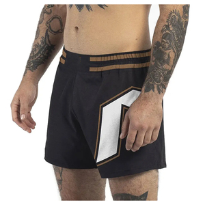 Premium Men's <b>Black</b> & Gold MMA Training Shorts - Quick-Dry Breathable Muai Thai & Grappling <b>Trunks</b> for Gym Fitness - Product Image 1