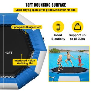 Trampolino Gonfiabile in PVC Blu e Bianco da 4 Metri con Scala, per Uso Ricreativo in Lago e Mare - Product Image 3