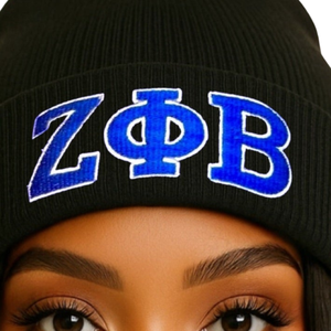 Zeta Phi Beta Beanie Chenille Embroidery Greek Sorority Apparel ZPB Winter Hat Unisex Premium Knit Cap - Product Image 6