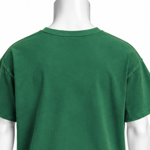 Camiseta Verde Bosque Desgastada con Bolsillo, de Algodón Lavado Vintage, Manga Corta, Ajuste Oversize, Bolsillo en el Pecho, Estilo Casual Urbano para Uso Diario - Product Image 4