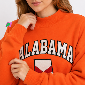 เสื้อสเวตเชิ้ตคอเต่าผู้หญิง Pook International ลายปักตัวอักษร ALABAMA พร้อมแผนที่รัฐ ผ้าฟลีซหนานุ่ม ทรงโอเวอร์ไซส์ ผ้าฝ้าย 100% - Product Image 6