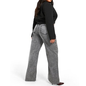 New Fashion Women's Loose Wide Leg Winter <b>Jeans</b> with Pockets Breathable Woven Denim Quick Dry Lightweight Casual Pants - Product Image 3
