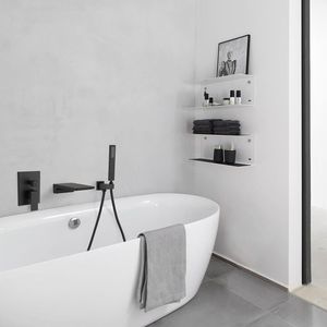 Set Doccia e Rubinetto per Vasca da Bagno a Parete in Stile Moderno Nero Opaco, Suite Sanitaria - Product Image 2