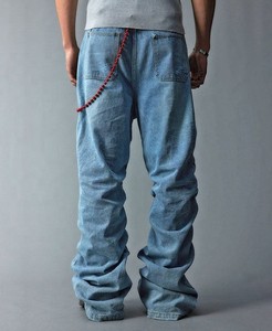 Vaqueros rectos de cintura media apilados de mezclilla personalizados para hombre, estilo japonés, lavado a la piedra y con láser, streetwear con bordado, venta al por mayor - Product Image 3