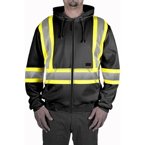 Oem Design Safety Workwear <b>Men's</b> Winter Windbreaker <b>Jackets</b> <b>Men</b> Hoodie <b>Jacket</b> <b>Mens</b> Softshell <b>Jacket</b> Black With <b>Reflective</b> Tapes - Product Image 6