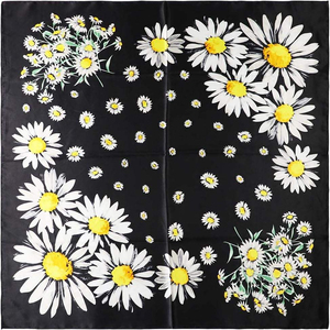 Fashion Floral Daisy Printed Women Best Flower Printed Bandana Women Head Square Scarf Silk Satin Head Scarves Women Scarves - Product Image 1
