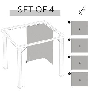 "Universal Gazebo Sidewall Set 9.84FT X 9.84FT 4 Panels 40 Hooks/C Rings Light Gray Elegant Design" - Product Image 4