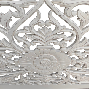 Cabecero de Cama King Size de Madera Tallada a Mano, Pintado en Blanco, con Diseño Mandala, Decoración de Lujo - Product Image 4