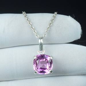 จี้คุนไซต์สีชมพูสมบูรณ์แบบ สร้อยคอโบโฮทำมือ หินประจำเดือนกุมภาพันธ์ เงินแท้ 925 ของขวัญวันครบรอบ - Product Image 4