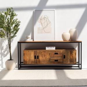 Table console industrielle en bois Vandana Lunaris Falcon, meuble d'appoint moderne en bois massif - Product Image 5