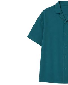 Teal Oversized Casual Men <b>Shirt</b> <b>Half</b> Sleeve <b>Button</b> Up Summer Beach Cuban Collar Loose Fit Streetwear Top <b>Shirt</b> Fashion Wear New - Product Image 2