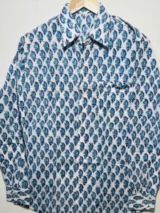 Camisa de Manga Larga de Algodón 100% Azul Cielo de la Mejor Calidad para Hombre, Estampada a Mano con Diseño Floral, Edición Artesanal Real, Camisa Casual - Product Image 5