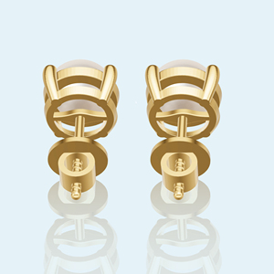 Heerani Jewels Natural Pearl Round <b>Set</b> 925 <b>Sterling</b> <b>Silver</b> Classic Stud Vermeil Yellow Gold Unisex <b>Earrings</b> All Religions - Product Image 3