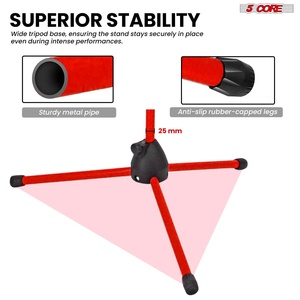 5 Core Mic <b>Stand</b> Floor Height 4Pcs Adjustable Tripod <b>Microphone</b> <b>Stands</b> w Extending Telescoping Boom Arm - Product Image 4