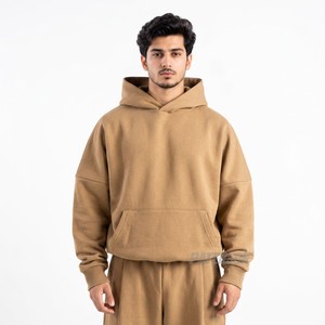 Vente en gros de sweat-shirts à capuche en molleton lourd 400 GSM, coupe ample, épaules tombantes, pour les marques contemporaines - Product Image 4