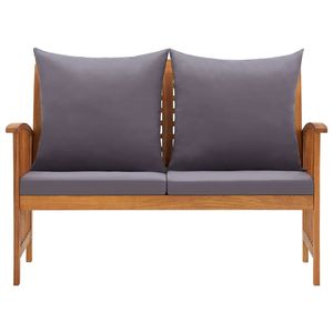 Panca da Giardino con Cuscini Grigio Scuro e Legno Naturale per Uso Esterno - Product Image 2