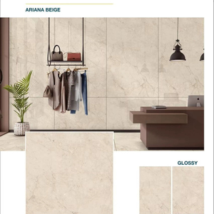 Carreaux de sol et de mur en porcelaine beige brillant 1200x1800mm, aspect marbre, grand format, carreaux vitrifiés pour salon, chambre, commerce - Product Image 1