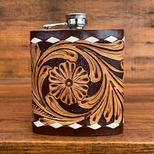 ขวดวิสกี้หนังวัวแท้สำหรับผู้ชายและผู้หญิงขนาด8ออนซ์ - Product Image 2