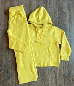 mohair men Zip up Hoodie Set Streetwear Custom Logo Embroidery Men Mohair Hoodie and Pants Tracksuit - Product Image 1