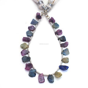 Cuentas de zafiro múltiples naturales de calidad superior forma de rebanada suave 6 pulgadas 7mm-11mm hebra de piedras preciosas para la fabricación de joyas - Product Image 3