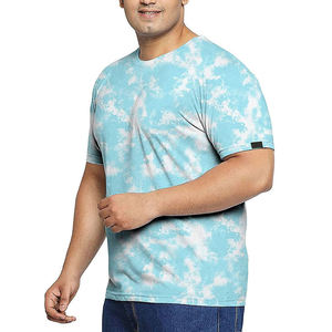 T-shirt décontracté pour homme, bleu clair uni, avec logo sur le devant, style hip-hop, col rond, manches courtes, en jersey respirant, streetwear, vente en gros OEM - Product Image 3