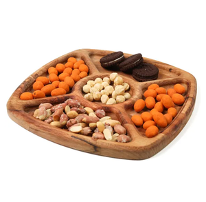 Plateau de service pour fruits secs à 3 compartiments, fabriqué en bois naturel et massif, écologique et durable, etc. - Product Image 5