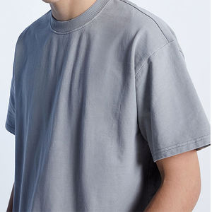 T-shirt long oversize pour homme, coton épais, streetwear urbain, impression de logo personnalisé - Product Image 3
