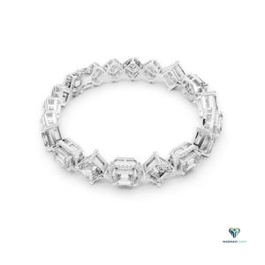 12.04 CT White <b>Gold</b> Emerald Cut Lab Grown Diamond Link Bracelet in 18K <b>Solid</b> <b>Gold</b>, Square Emerald Halo Statement Bracelet - Product Image 3