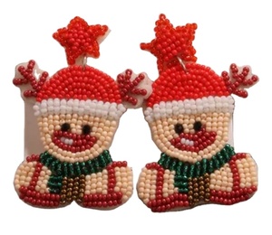 Wholesale Handmade Christmas Santa and Snowman Beaded Earrings Festive Holiday Jewelry Classic Style <b>Charm</b> for Women Handmade - Product Image 1