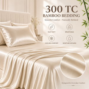 Juego de Ropa de Cama de Bambú Sedoso y Suave de 300 Hilos |   Sábanas Ligeras y Refrescantes con Absorción de Humedad para Dormitorio y Uso Diario - Product Image 6