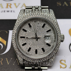 SARVA Iced Out Moissanite ETA Automatic <b>Watch</b> 41mm Luxury Stainless Steel 20mm Band Diamond Style <b>Mechanical</b> <b>Watch</b> with Date - Product Image 2