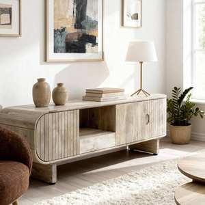 Mueble para TV Vandana Cresta Grand en madera de mango claro - Product Image 5