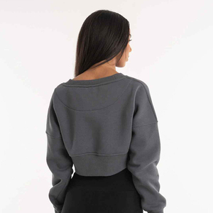 Wholesale streetwear 100%cotton fleece scrunchy string bottom women tracksuits crop top slim fit trouser jogging suits tracksuit - Product Image 4