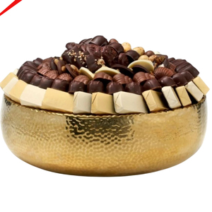 Tazón para servir chocolate de metal dorado martillado, ecológico, para decoración de mesas de hotel, tazón para dulces y postres para restaurantes y bares - Product Image 1