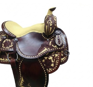 Selle de cheval en cuir pour barrel racing western avec arceau en fibre de verre, disponible en 15 à 17 pouces, équipement équestre, matériel pour chevaux - Product Image 3