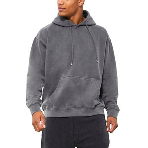 Sweat à capuche en molleton délavé sur mesure pour homme, style streetwear hip-hop, mélange polyester/coton, service OEM - Product Image 2