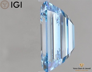 Diamant de laboratoire cultivé CVD certifié IGI, 2,00 carats, clarté VS1, couleur bleu vif fantaisie, forme émeraude, pour utilisation en pièce maîtresse de bijoux - Product Image 3