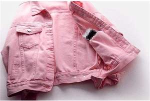 Chaqueta vaquera rosa para mujer, informal, de color liso, con botones frontales, manga larga, corte regular, lavable, diseño con costuras decorativas. - Product Image 6
