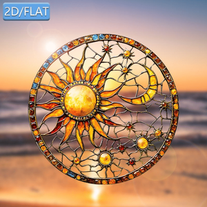 CIFbuy Ornamento acrilico per finestra con sole e luna, acchiappaluce colorato per decorazioni per la casa, il giardino, occasioni di battesimo - Product Image 1