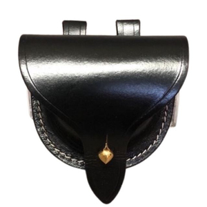 Black Genuine Leather Hunting Pouch Belt Mounted Utility Saddlebag Historical Reenactment American Reproduction <b>Cap</b> Pouch - Product Image 1
