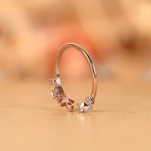Diamond leaf vine <b>open</b> <b>ring</b> lab grown marquise branch band 14K solid gold nature inspired cuff <b>ring</b> elegant jewelry for women - Product Image 4