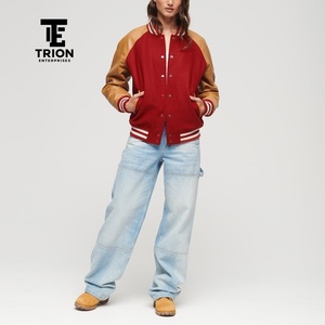 Chaqueta Varsity Transpirable para Mujer con Mangas de Lana y Relleno de Algodón, Top Corto Personalizable, Servicio OEM, Mejor Calidad - Product Image 5