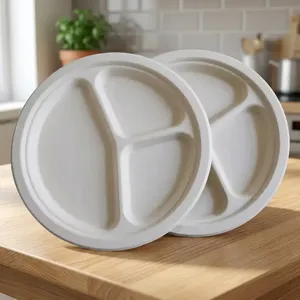 Best Quality 9 Inch <b>Pulp</b> Moulded Half Plate Eco Friendly Compostable Water Resistant Modern Luxury Disposable Tableware for - Product Image 3