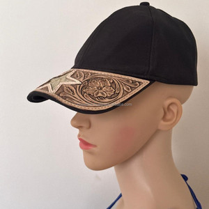Sombrero de camionero de estrella de cuero con pelo nuevo, sombrero de béisbol Floral, gorra de verano de vaquero de piel de vaca, gorra de bola occidental, sombrero de parche hecho a mano - Product Image 3