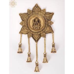แขวนผนัง Devi lakshmi ขนาด15นิ้วทำด้วยมือสินค้าระฆังทองเหลืองห้อยต่องแต่ง - Product Image 1