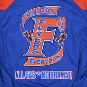 แจ็คเก็ตวาร์ซิตี้ผ้าซาตินสีน้ำเงินคอร์นฟลาวเวอร์สำหรับผู้ชาย ขายส่ง น้ำหนักเบา สไตล์เบสบอล บอมเบอร์  แบบกำหนดเองได้  ชุดคลุมสำหรับวิทยาลัย ปักลายด้านหน้า - Product Image 3