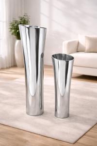 Premium Design High Quality Flower <b>Vase</b> <b>Set</b> of Two Pot Aluminum Silver Finishing For Home Decore Living Room & Bed Room - Product Image 5
